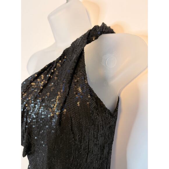 AllSaints Cassis One-Shoulder Sequin Cocktail Dress Black Size 0 NWT - Picture 8 of 11